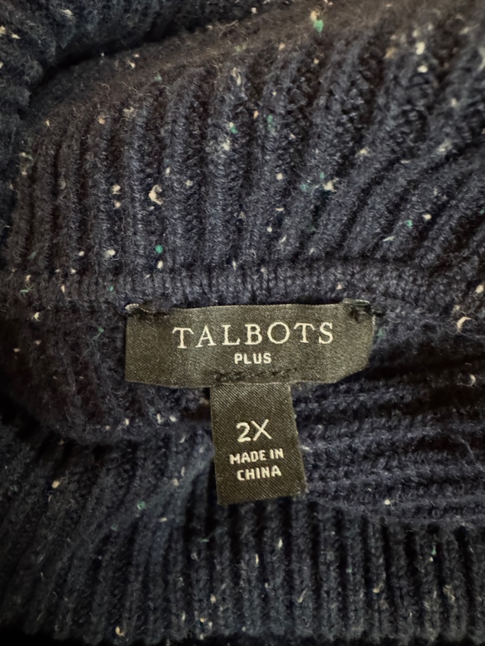 Talbots Plus Womens Navy Blue Cowl Neck Sweater 2X Cozy Knit - Picture 3 of 8